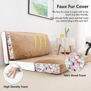 <strong>Brown</strong> Soft Faux Fur Large Foam Filling Folding <strong>Sofa</strong> <strong>Bed</strong> with Removable and Machine Washable Cover, Folding <strong>Sofa</strong> <strong>Bed</strong> - Product Image 3