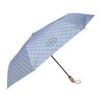 Petit parapluie manuel pour adultes, manche en bois, gravure laser du logo, pliable, motif écossais, protection UV, cadeau, style coréen