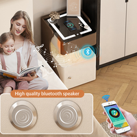 Table de chevet intelligente verrouillable en bois, multifonctionnelle, avec chargeur sans fil, rangement sécurisé, mobilier de chambre moderne