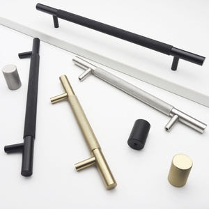 Luxuriöse Schlichte Kleiderschrankgriffe Gerändelt Schwarz Gold Silber Gebürstete Schrankknöpfe Aluminium Geprägte Küchengriffe - Product Image 1