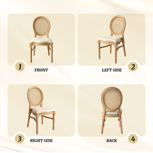 Chaise de mariage populaire à dossier rond en résine PP, style démontable, avec assise en rotin et finition imitation bois <span class=keywords><strong>Louis</strong></span> - Product Image 6