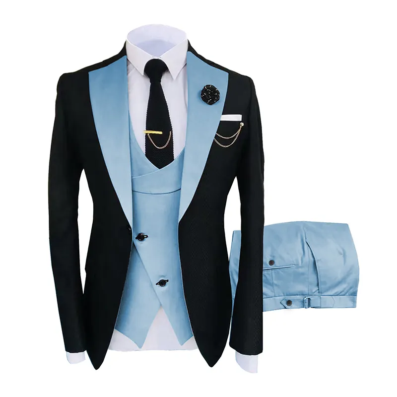 Wholesale Elegant Fashion Suits, Men's Three Piece Groom Groomsmen Wedding Banquet West Casual Business Wear/