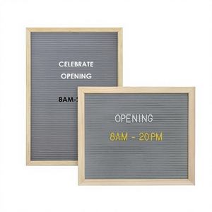 Tableau de lettres gris en feutre floqué exquis avec cadre en bois de pin, mobile et décoratif - Product Image 1