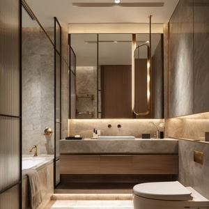 BALOM Italian Style Bathroom Cabinet Wood MDF Plywood Melamine Vanity with Smart Mirror and Ready to Assemble - Product Image 1