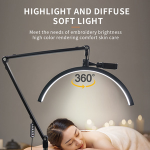 Lámpara <span class=keywords><strong>de</strong></span> media <span class=keywords><strong>luna</strong></span> para pestañas con rueda 36W fotografía Video anillo <span class=keywords><strong>de</strong></span> luz belleza ceja tatuaje labio salón <span class=keywords><strong>estudio</strong></span> relleno iluminación - Product Image 6
