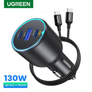 <span class=keywords><strong>Cargador</strong></span> de Coche Rápido UGREEN de 130W USB C con Cable PD para Xiaomi, <span class=keywords><strong>iPhone</strong></span> 17, Samsung Galaxy S25, Laptops, <span class=keywords><strong>Cargador</strong></span> de Coche USB C Rápido QC4 - Product Image 1