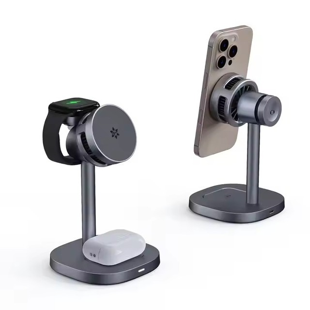 3 in 1 Magnetic Wireless Charger Station for Qi2 Phone Watch AirPods TEC Semiconductor Cooling With Adjustable Head Charger