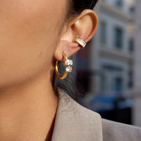 Pendientes de Aro Clásicos de Diseño Original J&D, Oro de 18K, Acero Inoxidable, Circonita Blanca, Tres Aros Redondos Ovalados, Pendientes de Aro Grandes