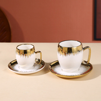 Ensemble de tasses à café en porcelaine de luxe européenne de haute qualité, écologiques, modernes, plaquées or, avec une élégante assiette à thé chaud pour l'après-midi