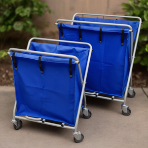 Cesto per biancheria pieghevole 195 L con telaio in acciaio blu e ruote per stoccaggio e trasporto - Product Image 3