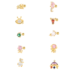 ROXI Boucles d'oreilles clous piercing mignonnes en argent, motif astronaute, créature marine et vaisseau spatial, avec diamants colorés - Product Image 5