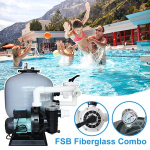 Factory 1.5'' Fiberglass Side Mounted Valve Swimming Pool <strong>Sand</strong> <strong>Filter</strong> with 6-way Multiport Valve and Water Pump Combo <strong>Set</strong> - Product Image 3