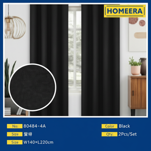 Tende decorazioni per la casa in poliestere nero con 8 occhielli 140x228cm per un elegante rivestimento per finestre - Product Image 1