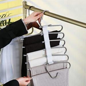 Porte-pantalons en acier inoxydable à forte capacité de charge, multicolores, pliable, 5 niveaux / 9 niveaux, double antidérapant, organisateur de pantalons pour la maison - Product Image 1