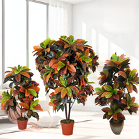 Top qualité Oh Arts arbre de bonsaï artificiel multi taille vraie touche Codiaeum variegatum pictum arbre croton artificiel