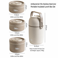 Boîte à lunch isotherme en acier inoxydable 304, ensemble de boîtes à lunch portables, anti-fuite, récipient alimentaire thermique avec coque en PP pour l'école et le bureau