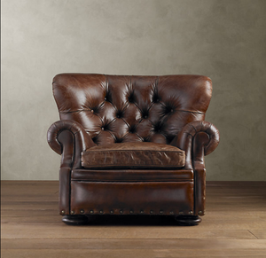 Canapé américain rétro en cuir avec fermeture éclair, <span class=keywords><strong>module</strong></span> de canapé d'angle européen en cuir ciré à l'huile double trois quatre combinés - Product Image 2