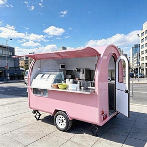 Mobile Food Truck Towable Fiberglass Coffee Trailer Stainless Steel Frame Built-In Power Rust Resistant Vintage - Product Image 1