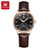 OLEVS 7039 Montre Mécanique Automatique Phase de Lune Étanche Chronographe Mains Lumineuses Montre-Bracelet pour Hommes Femmes Couple Amoureux