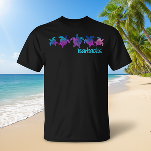 T-shirt Barbados Beach Tribal Turtle noir pour adulte unisexe - Product Image 3