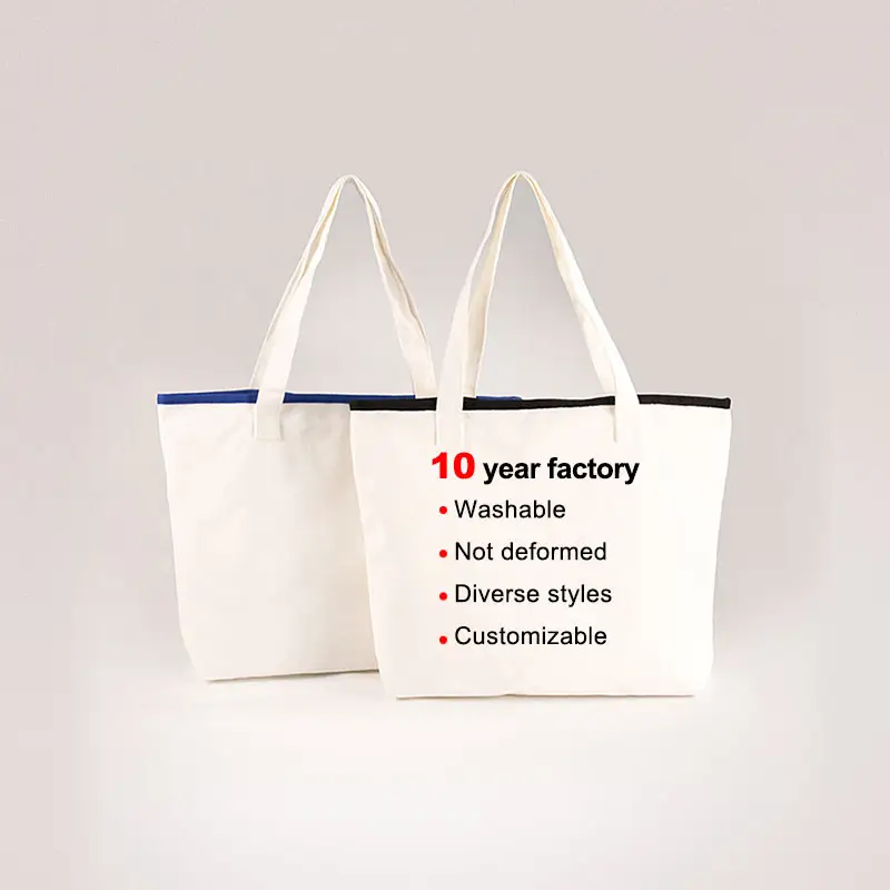 Bordure vierge haute capacité recyclé bricolage motif personnalisé blanc artistique étudiant fourre-tout cadeau Shopping mode sacs en toile