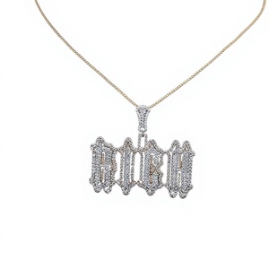Colgante de Letra Brook de Plata 925 con Cristales de Estrás y Micro Pavé, Estilo Hiphop, Joyería Unisex, Regalo - Product Image 1