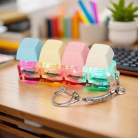 LED Light Mechanical Keycap Keychain Fidget Clicker Keyboard Keyring Stress Relief Decompression Toys Macaroon Various Color