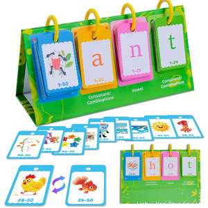 Juego de Tarjetas de Aprendizaje de Vocabulario para Jardín de Infancia, para Lectura <span class=keywords><strong>y</strong></span> Ortografía, Tabla de Bolsillo de Doble Cara para Construir Palabras - Product Image 2