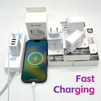 Boîte de vente au détail PD 32W USB-C vers USB, chargeur mural multi-ports à charge rapide avec adaptateur de prise EU/US/UK
