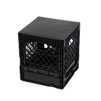 Caisse à lait haute résistance pliable de 16qt avec couvercle en plastique Boîte de rangement en plastique pliable, empilable et facile à saisir