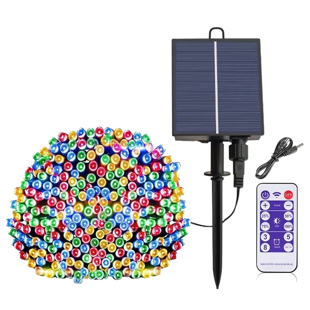100 500 200LED Solar Powered Outdoor String Lights USB Rechargeable Decorative LED String Lights