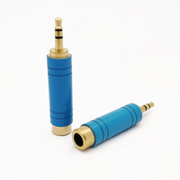 Connecteur audio stéréo mâle TRS 3,5 mm (1/8 pouce) bleu plaqué or à souder pour câble de casque DIY