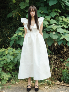 Vestido Vintage Estilo Imperio Francés con Cuello en V y Mangas con Volantes, Vestido de Vacaciones para Mujer, Blanco, Ajustado a la Cintura, Vestido de Novia, Bata de Mañana - Product Image 5