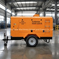 Compresseur d'air mobile à moteur diesel Kaishan KSGF-220/19 avec contrôle PLC pour l'exploitation minière, la pierrierie et la construction, débit d'air de 600 CFM/min