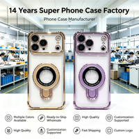 Coque de téléphone anti-chute souple électroplaquée avec support magnétique pour iPhone 18 Pro Max 17 Pro Max 16 15 14 13 – Vente en gros