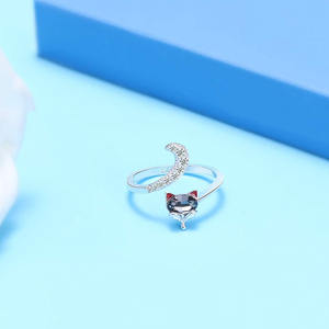 Nuovo Design grazioso grazioso piccolo volpe 925 in <span class=keywords><strong>argento</strong></span> Sterling cristalli di volpe con animali <span class=keywords><strong>anello</strong></span> <span class=keywords><strong>da</strong></span> dito - Product Image 4