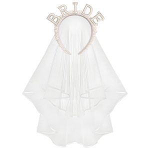 Set Decorativo Bianco per Sposa: Fascia, Velo, Tiara e Accessori con Perle, Velo Cerimoniale da Spalla, Cinghie Singole per Addio al Nubilato, Regali - Product Image 6