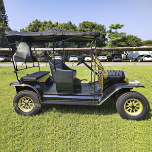 Carrito Eléctrico Compacto de 4 Plazas, Estilo Vintage Negro con Detalles Dorados, Mini Carro Turístico para Alojamientos y Parques - Product Image 5