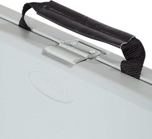 Manufacturer Direct 5-Piece Folding Square <b>Table</b> & Chair <b>Set</b>, Light <b>Grey</b> Resin Commercial <b>Dining</b> <b>Set</b> for Office & Events - Product Image 6