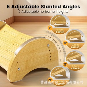 Wooden Footstool Adjustable Height Ergonomic Rocking Office Use Birch Wood Semicircular Design - Product Image 4