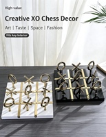 Jeu de Tic Tac Toe de luxe en métal, échiquier en marbre, échiquier en forme de grille à neuf cases, ornement, haute qualité, apparence attrayante