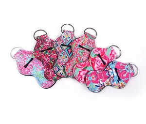 Product 2020 sublimation lily design floating neoprene keychains chapstick cover holder