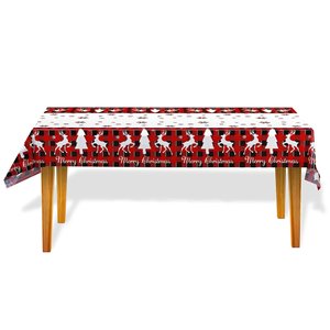 <b>Red</b> Disposable Rectangular Cute Santa Snowman Christmas <b>Tablecloth</b> for Christmas Party Gift Table Layout - Product Image 6