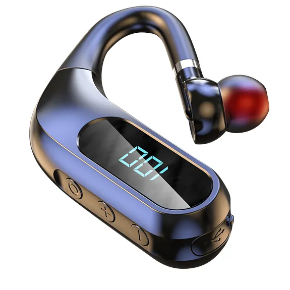 Business Bluetooth Earphone Earbuds Ear Hook Led Display Bluetooth Earphones with Microphone Wireless Earphone