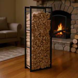 Support à bois de chauffage en acier noir mat 19,7x11x52 pouces, autoportant pour pièces de cheminée - Product Image 2