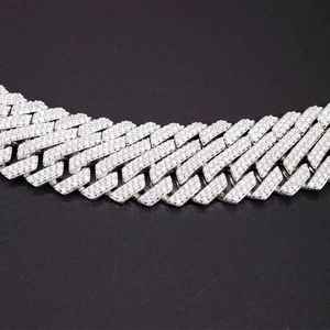 Premium Moissanite Two Row Cuban Link Bracelet 925 Sterling Silver Plated Iced Style Trendy Chain Jewelry Gift for <b>Men</b> Women - Product Image 2