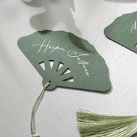 Ensemble d'invitations de mariage personnalisées en forme d'éventail vintage, estampage à chaud doré, impression typographique, papier de haute qualité, thème animaux et fées