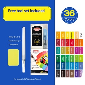 Mini ensemble de pigments d'<span class=keywords><strong>aquarelle</strong></span> portables - <span class=keywords><strong>Aquarelle</strong></span> solide en forme d'éventail pour le gribouillage des enfants, petite taille mais grande capacité - Product Image 6