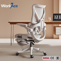 Chaise de bureau ergonomique moderne avec inclinaison synchronisée, soutien lombaire réglable, certifiée CE, robuste, en tissu mesh noir, pour bureau à domicile