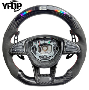 Volante de Fibra de Carbono Personalizado de la Marca YFQP para Mercedes Benz W205AMG C63AMG <span class=keywords><strong>A45AMG</strong></span>, Forjado en Negro con LED - Product Image 1